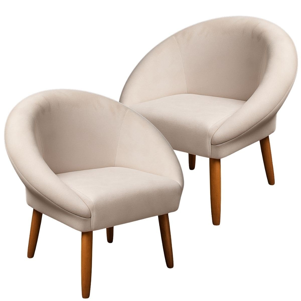 Kit 2 Poltronas Bege Modernas com Pés Palito - Conforto e Estilo para Salas e Recepções