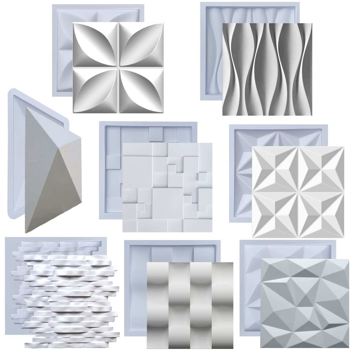 Kit Formas para Gesso 3D - 8 Modelos Decorativos em ABS para Painéis Personalizados
