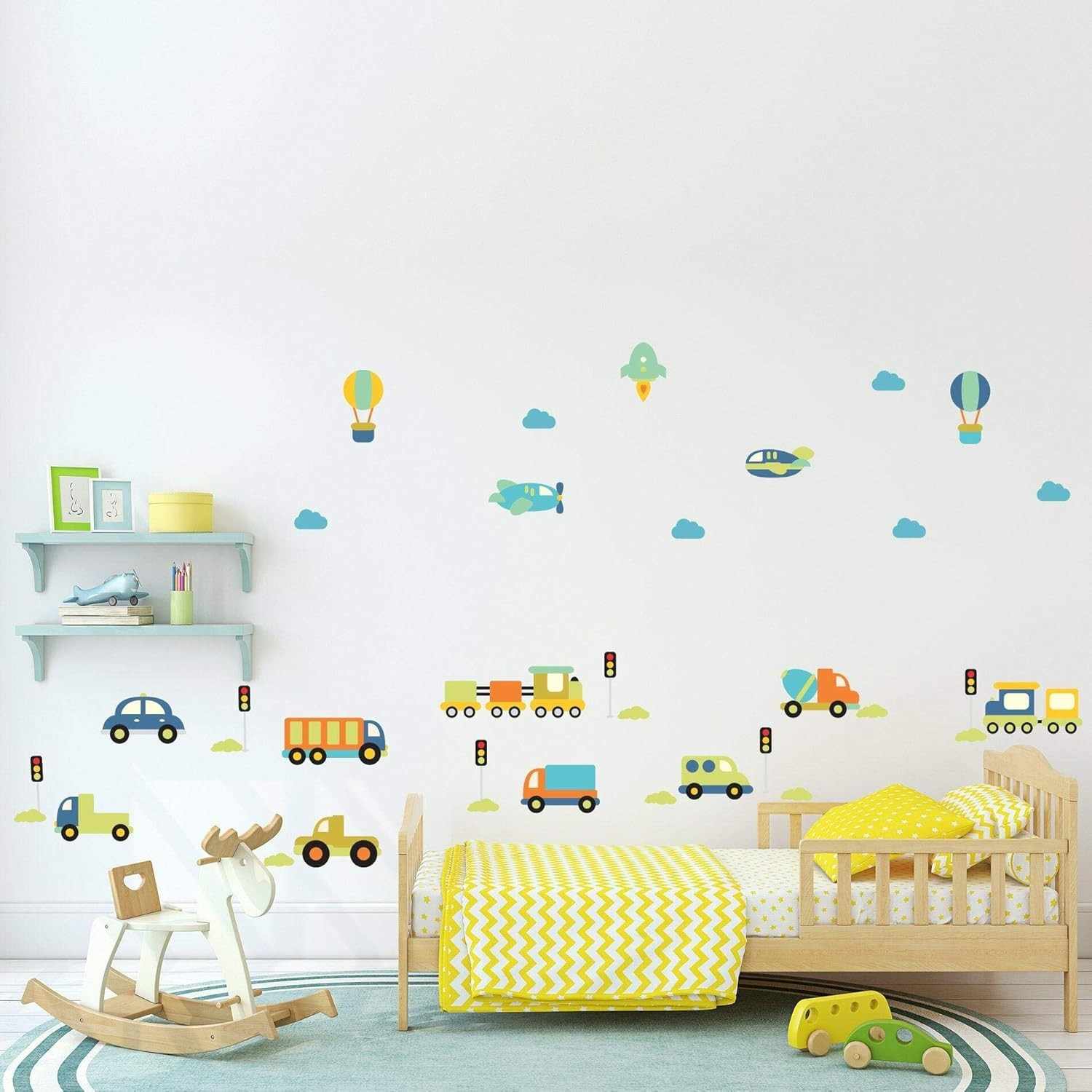 Adesivo de Parede Infantil com Tema de Carrinhos - 34 Peças para Decoração Divertida