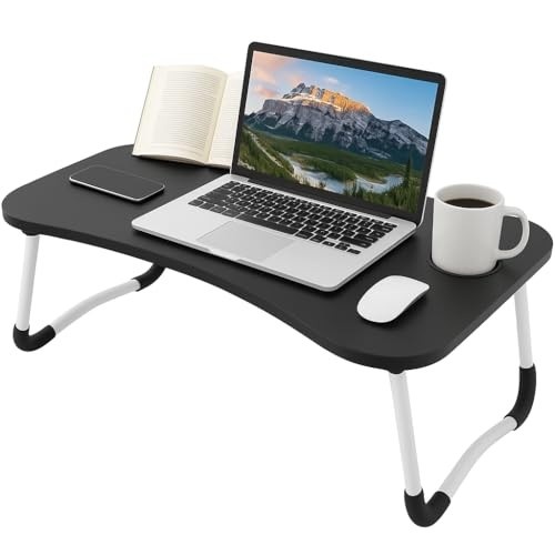 Mesa Dobrável Portátil Articulada para Notebook Laptop – Uso em Home Office Cama, Sofá e Escritório | Com Porta-Copos | Ergonômica, MDF Reforçado, Leve e Dobrável Porta Tablet Linha Premium