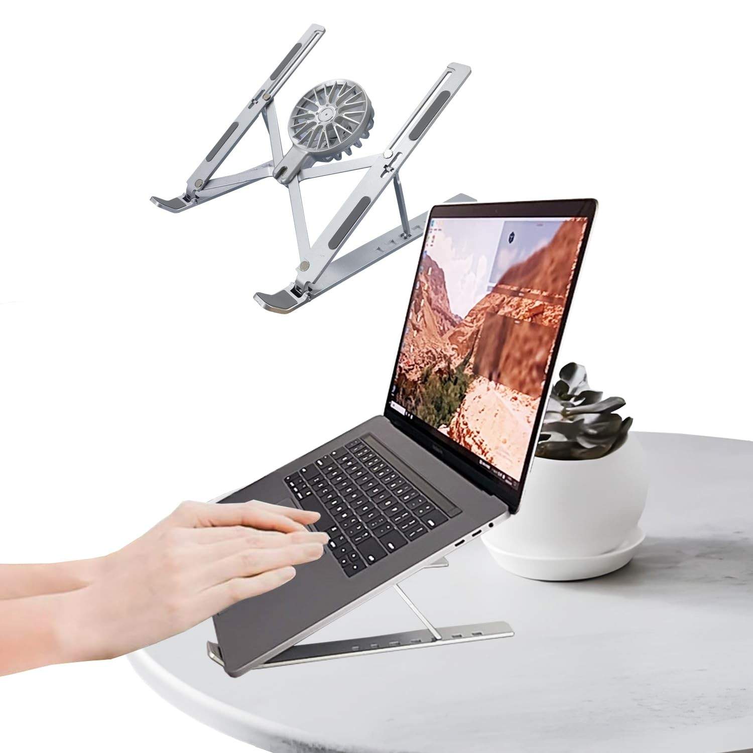 Suporte Ergonômico Portátil para Laptop com Ventilação - Alumínio Resistente para MacBook, Dell, Lenovo e Outros