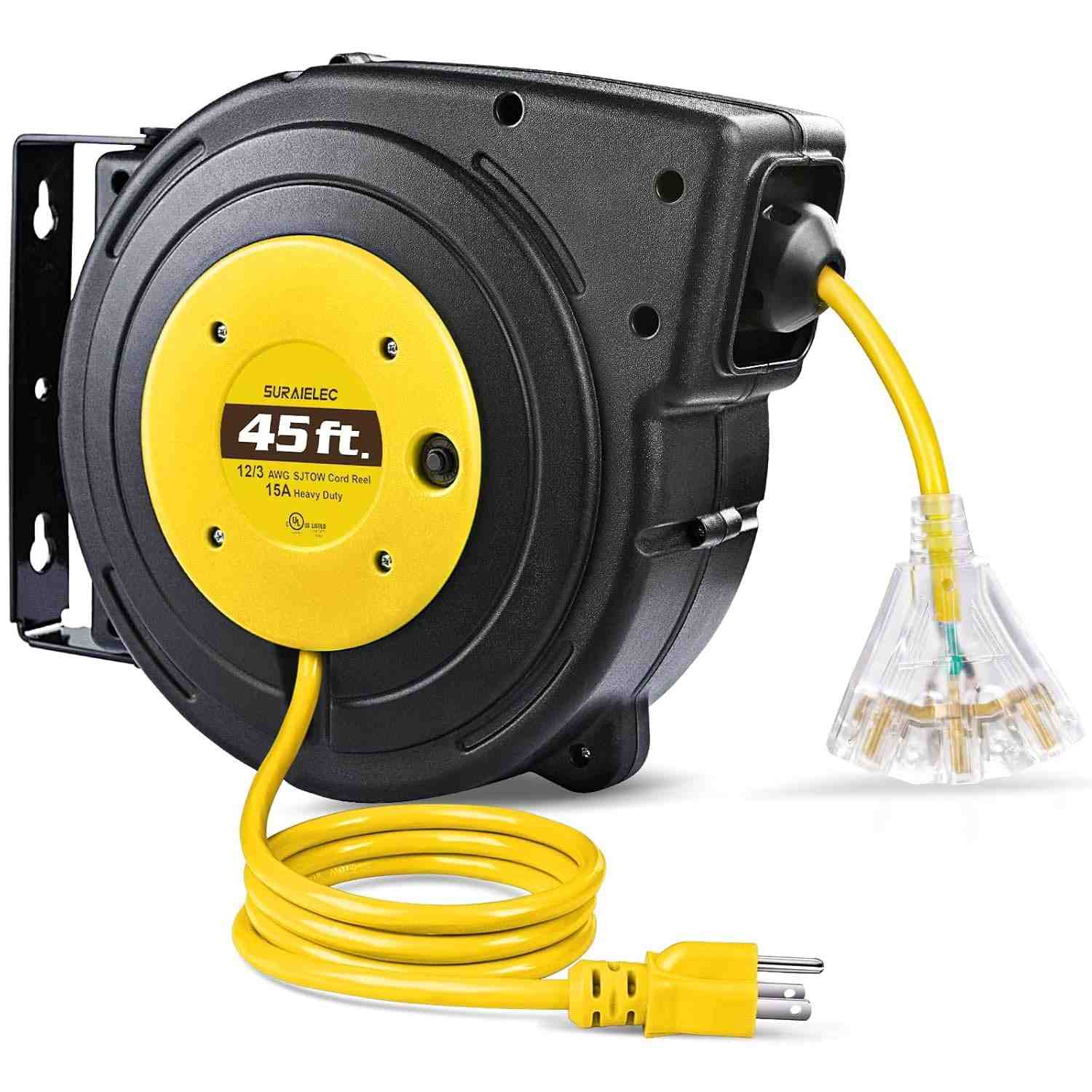 Extensor Retrátil Suraielec 12AWG: 45FT de Potência e Segurança para Seu Espaço
