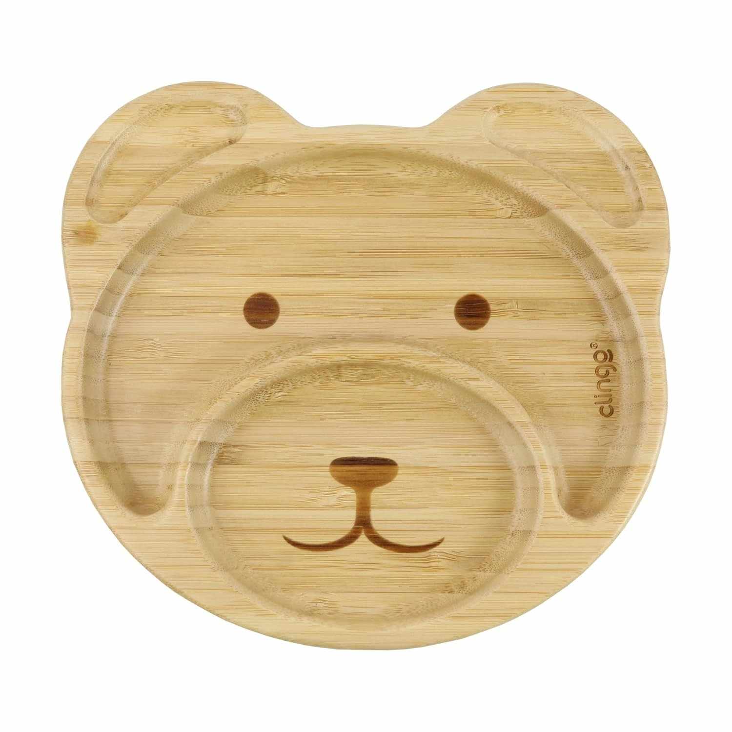 Prato de Bambu com Ventosa Clingo Urso - Seguro, Sustentável e Antiderrapante para Bebês