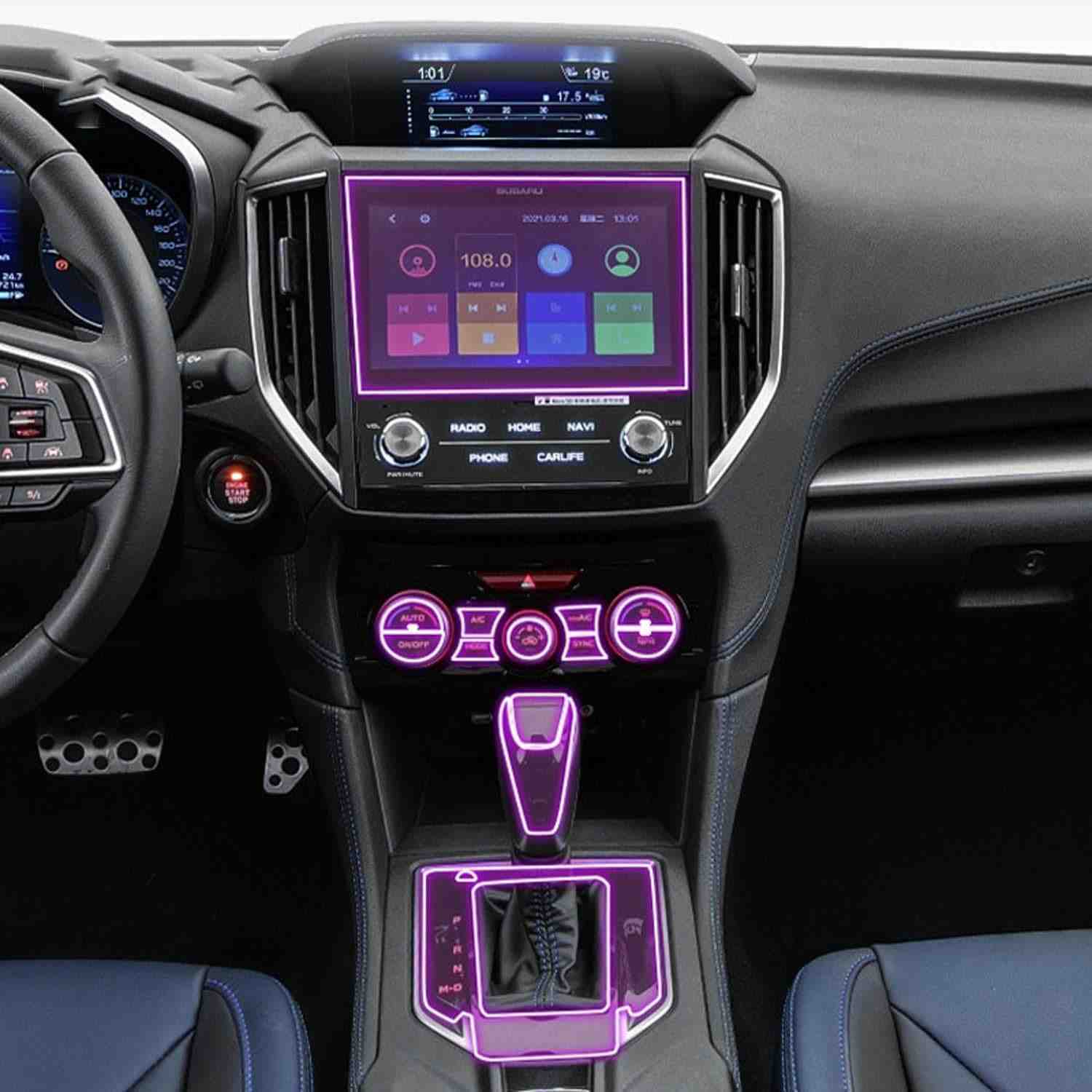 Proteção Premium para Subaru XV 2018-2023: Película TPU-PPF Transparente e Resistente a Arranhões para Console e GPS