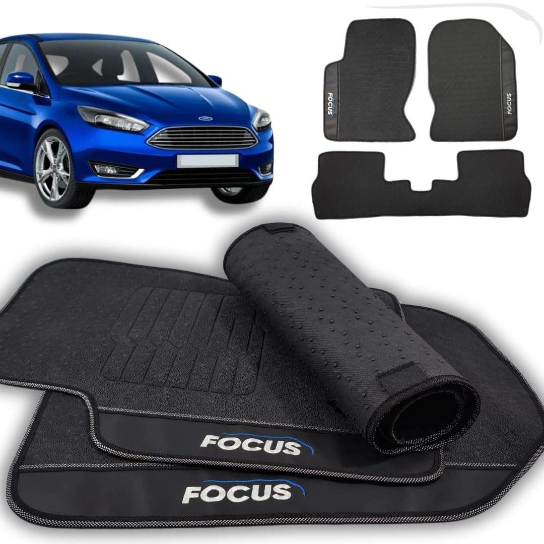 Jogo de Tapetes Emborrachados Premium para Ford Focus (2009-2014) - 3 Peças
