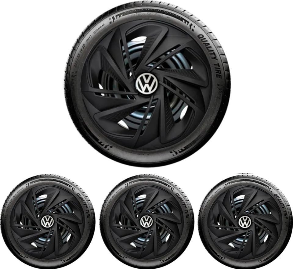 Jogo 4 Calotas Esportivas Nitro Preto Fosco Aro 14 - Visual Esportivo para seu VW!