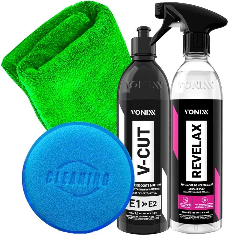 Kit Revelador de Holograma e Polidor V-Cut Vonixx: Brilho Profissional para Seu Carro