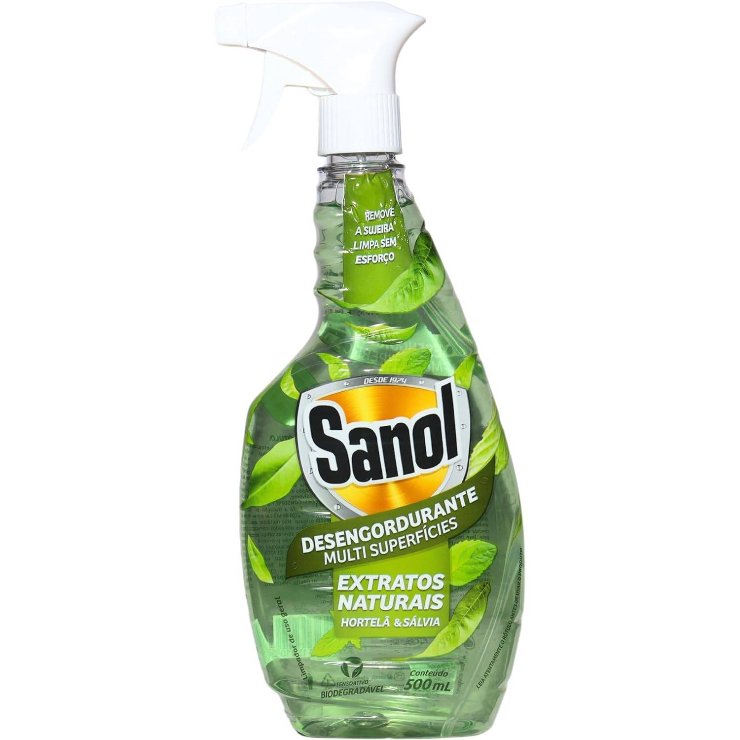Desengordurante Sanol Extratos Naturais Hortelã & Sálvia 500ml - Limpeza Profunda e Natural para Cozinha