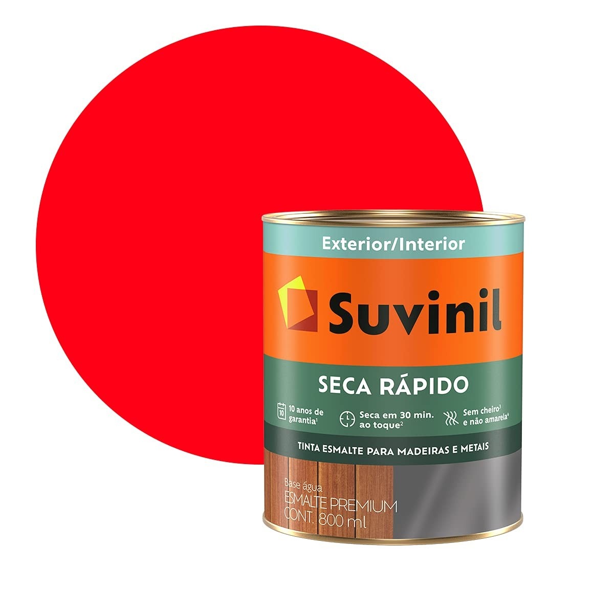 Tintas Suvinil para madeiras e metais esmalte brilhante seca rapido 0,9L - Vermelho - 53700488