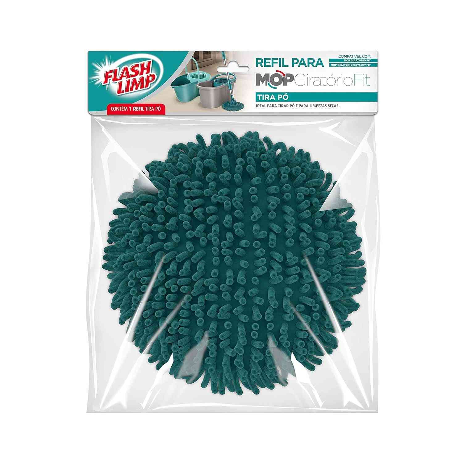 Refil Flash Limp Tira Pó para Mop Giratório Fit - Lavável e Versátil