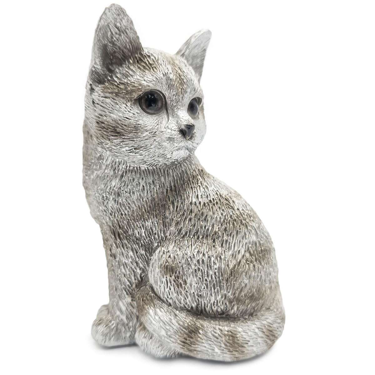 Estátua de Gato Realista em Resina - Decoração Elegante para Casa e Escritório (Cinza)