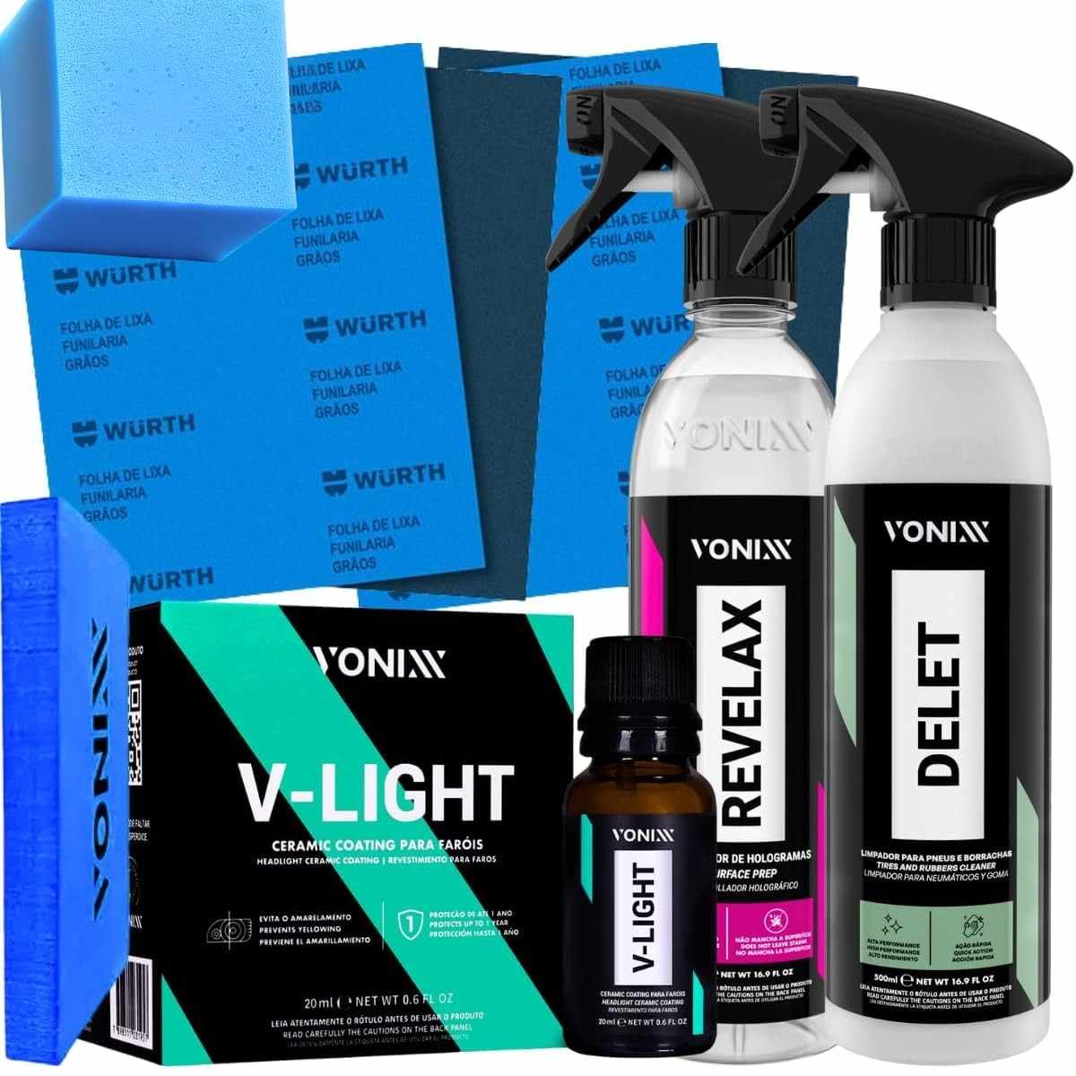 Kit Completo Polimento e Vitrificação para Restauração de Faróis Vonixx