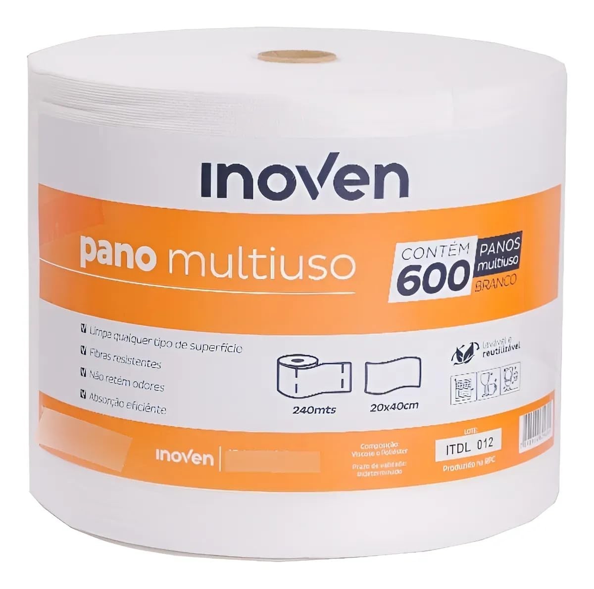 600 Panos Multiuso Tipo Perfex para Limpeza - Rolo Picotado com 600 Unidades