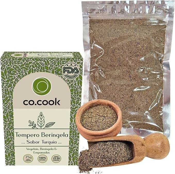 CoCook Tempero Árabe 100% Natural Beringela Sabor Turquia 75g para Vegetais, Beringela, Empanados Sem Adição de Conservantes, Zero glúten, Zero Lactose Rende até 25 porções
