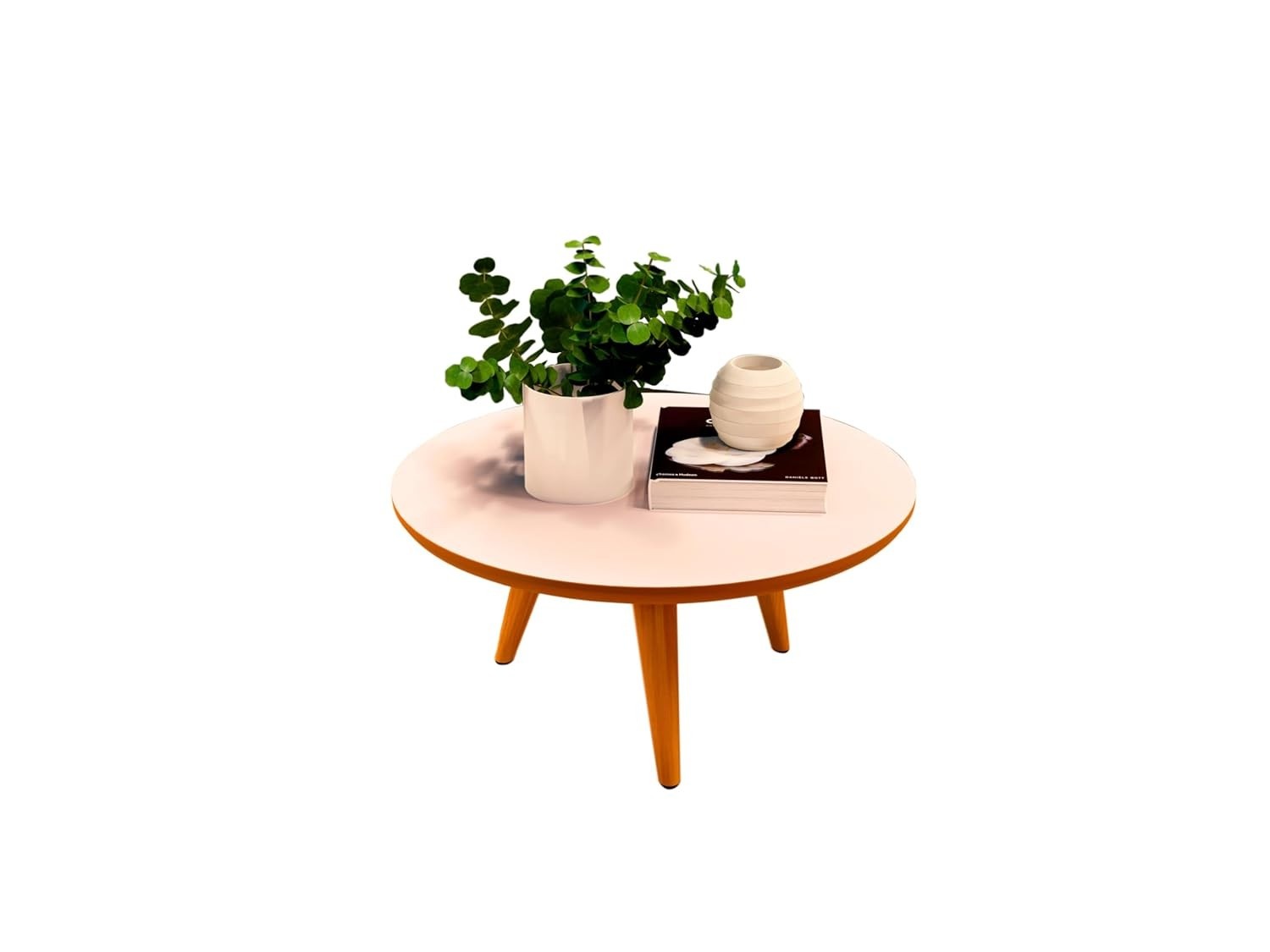 Mesa de Centro Tripe Retro em Off White e Freijó - Design Elegante e Funcional para sua Sala
