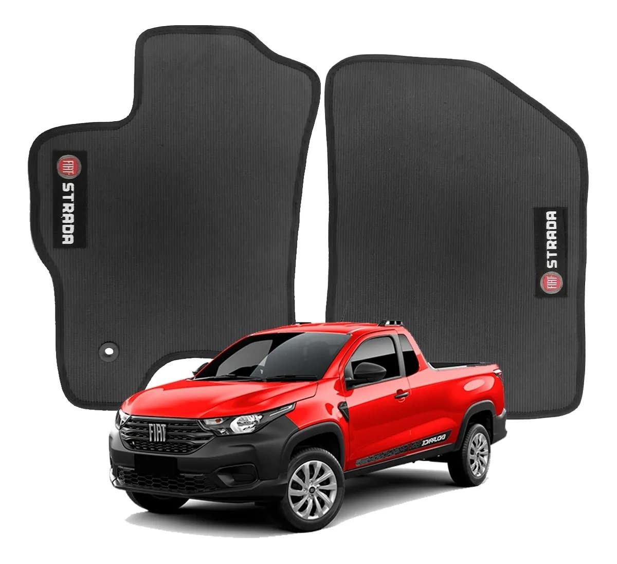 Jogo de Tapetes de Borracha PVC Sobmedida para Nova Fiat Strada Cabine Simples (2020-2024) - Lavável e Premium