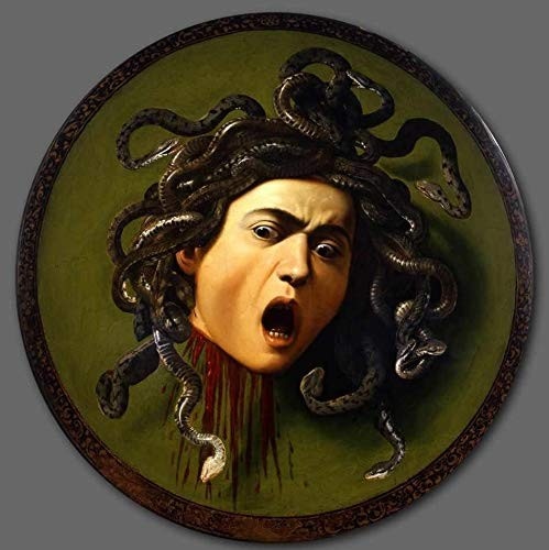 Tela Canvas Medusa (1595) de Caravaggio - 30x30 - Arte de Museu para Decoração Elegante