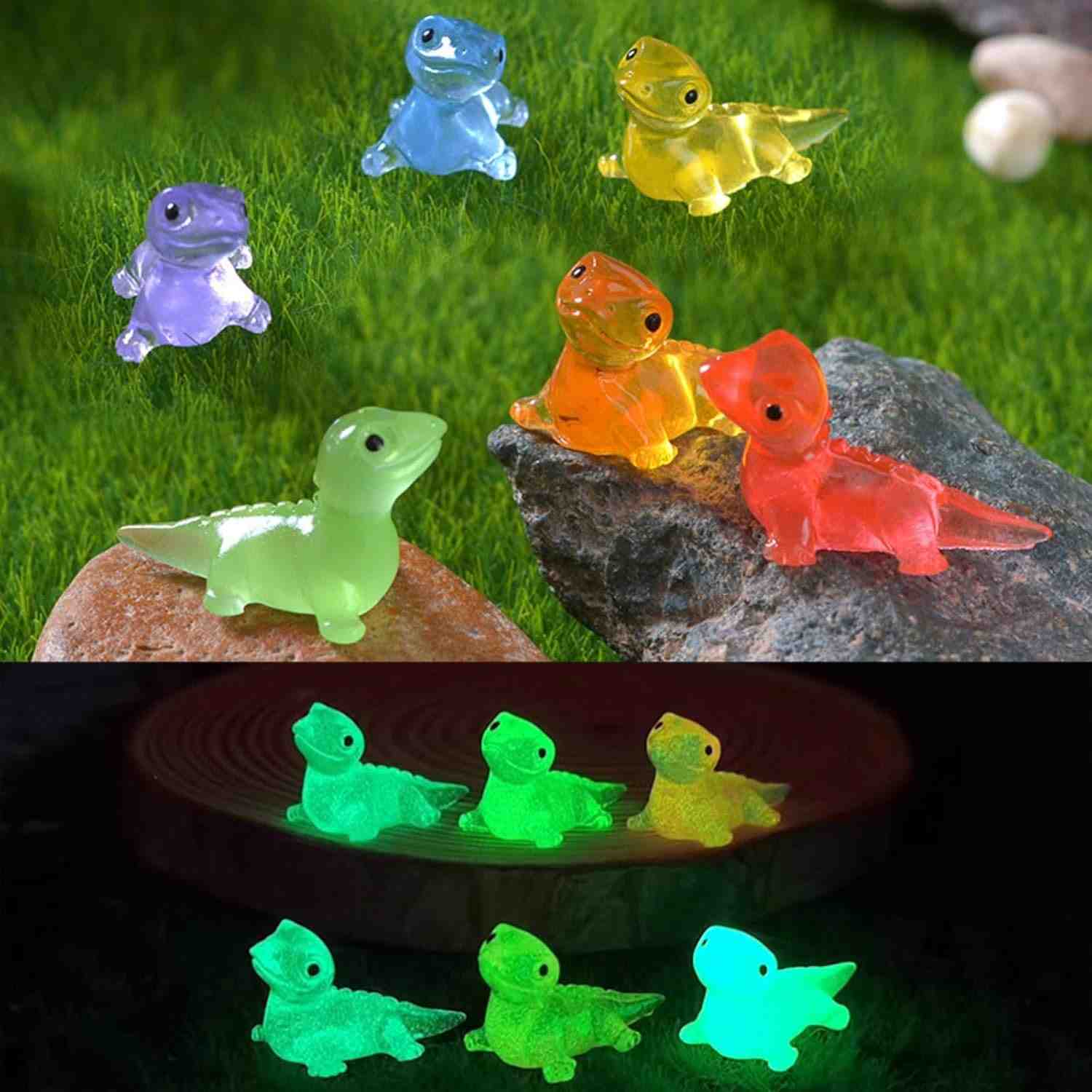 18 Estatuetas de Lagarto que Brilham no Escuro - 6 Cores para Jardins de Fadas e Terrários