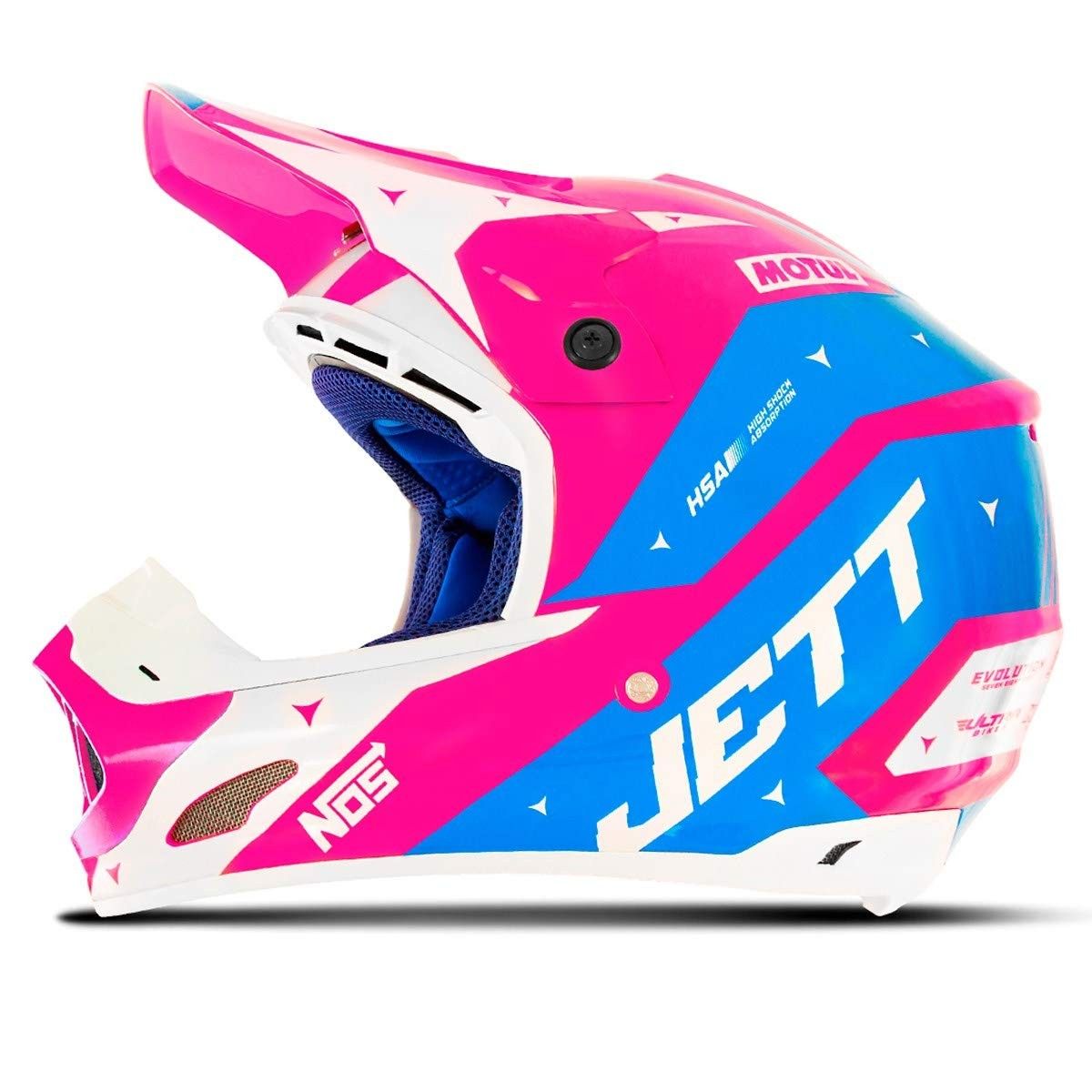 Capacete Motocross Th1 Jett Evolution 2 Rosa/Azul Celeste - Segurança e Estilo para Sua Aventura