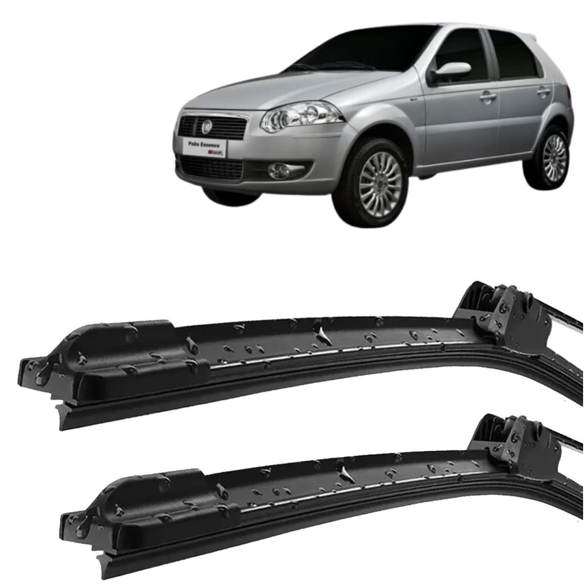 Par de Palhetas Limpador Para-Brisa Fiat Palio 2008-2011 Silicone Tipo Gancho