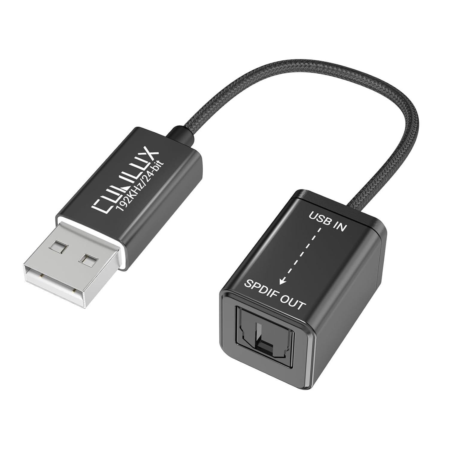 Cubilux Adaptador de áudio óptico USB A para TOSLINK, conversor digital unidirecional USB tipo A para SPDIF, transmissor S/PDIF apenas para computador, laptop, PC PS5/4, não para TV ou outros