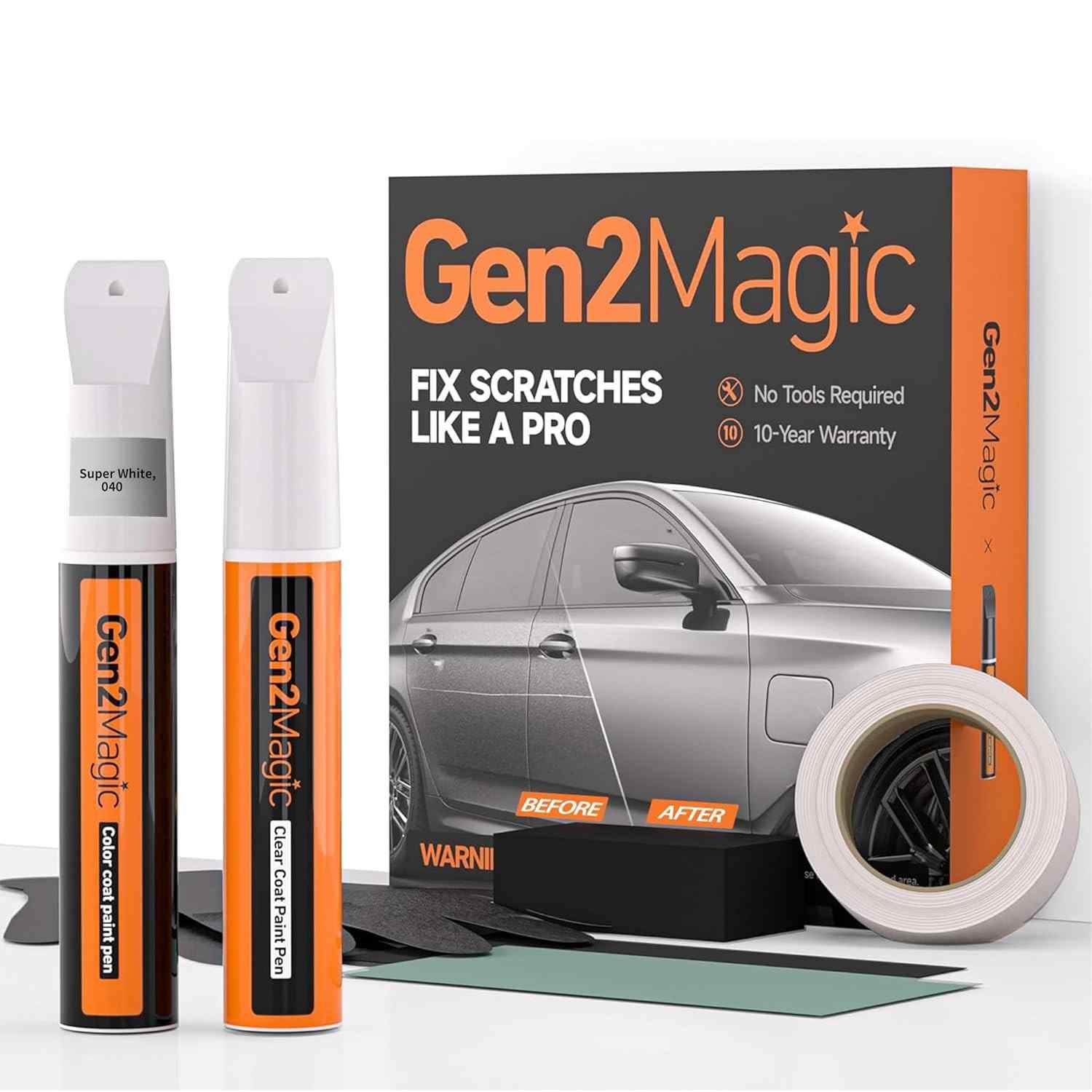 Kit de Retoque para Toyota Super White 040 - Caneta de Pintura com Revestimento Transparente para Reparos Fáceis