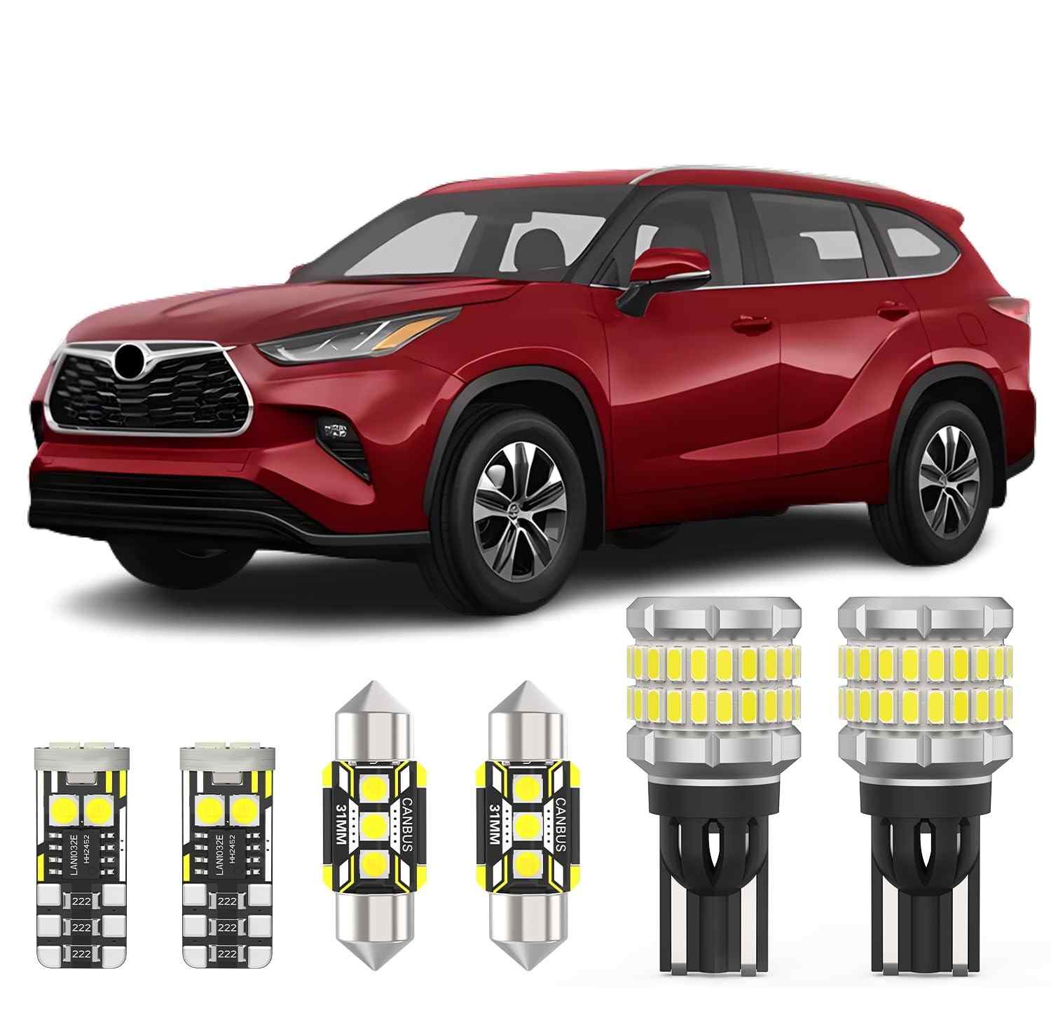 Kit LED Interior AENVTOL 13 Peças + Lâmpadas Ré para Toyota Highlander 2020-2024: Iluminação Branca Pura e Instalação Fácil