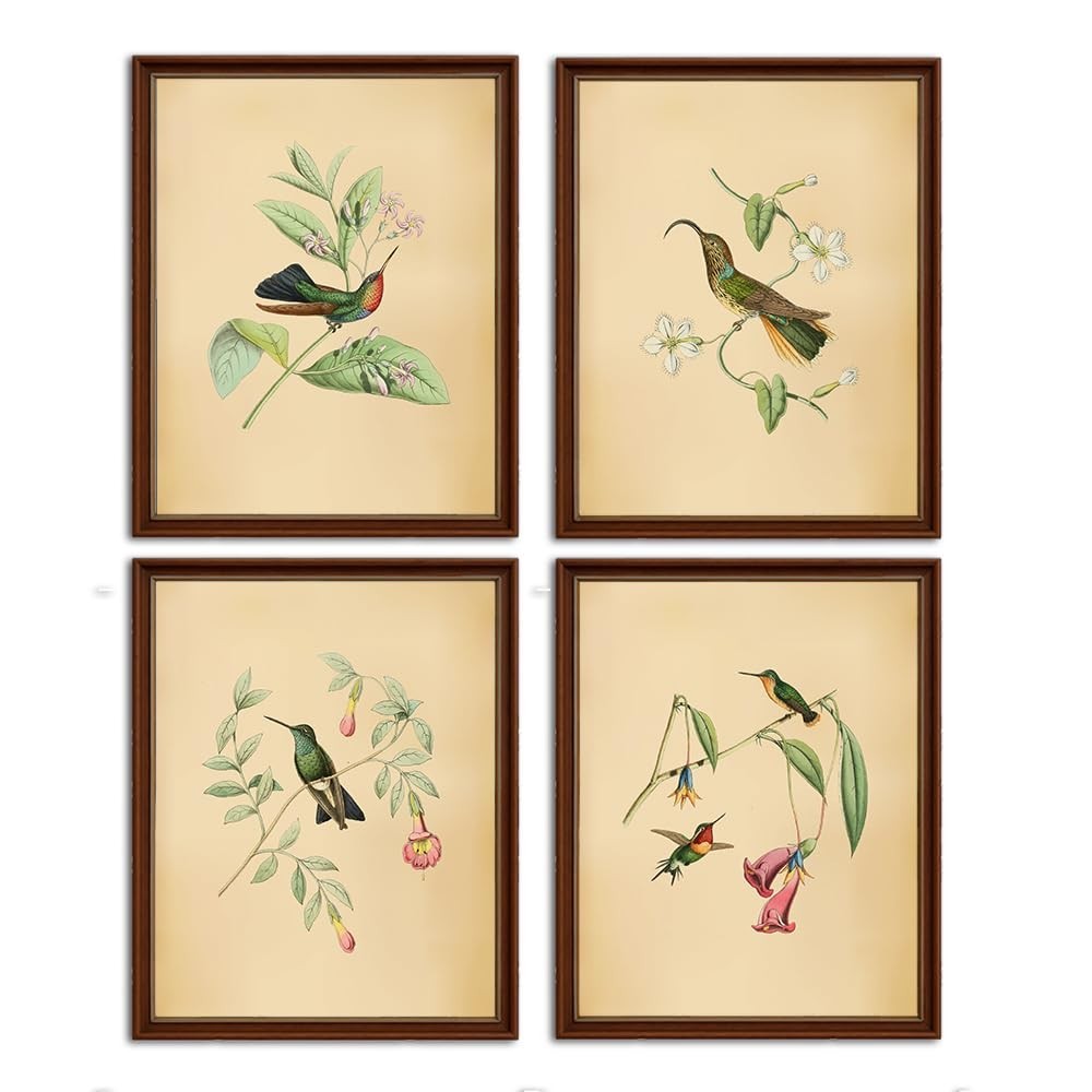 Arte de Parede Botânica com Pássaros Vintage - Pôster Decorativo Tropicália para Casa e Presentes