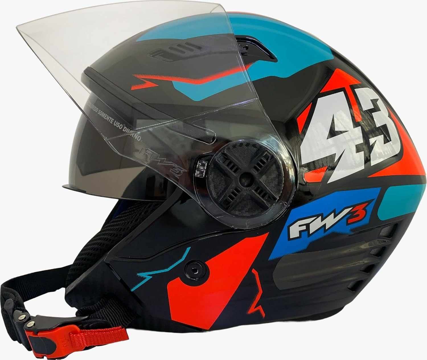 Capacete Fw3 X Open Fox Azul com Viseira Interna - Segurança e Estilo para Você!
