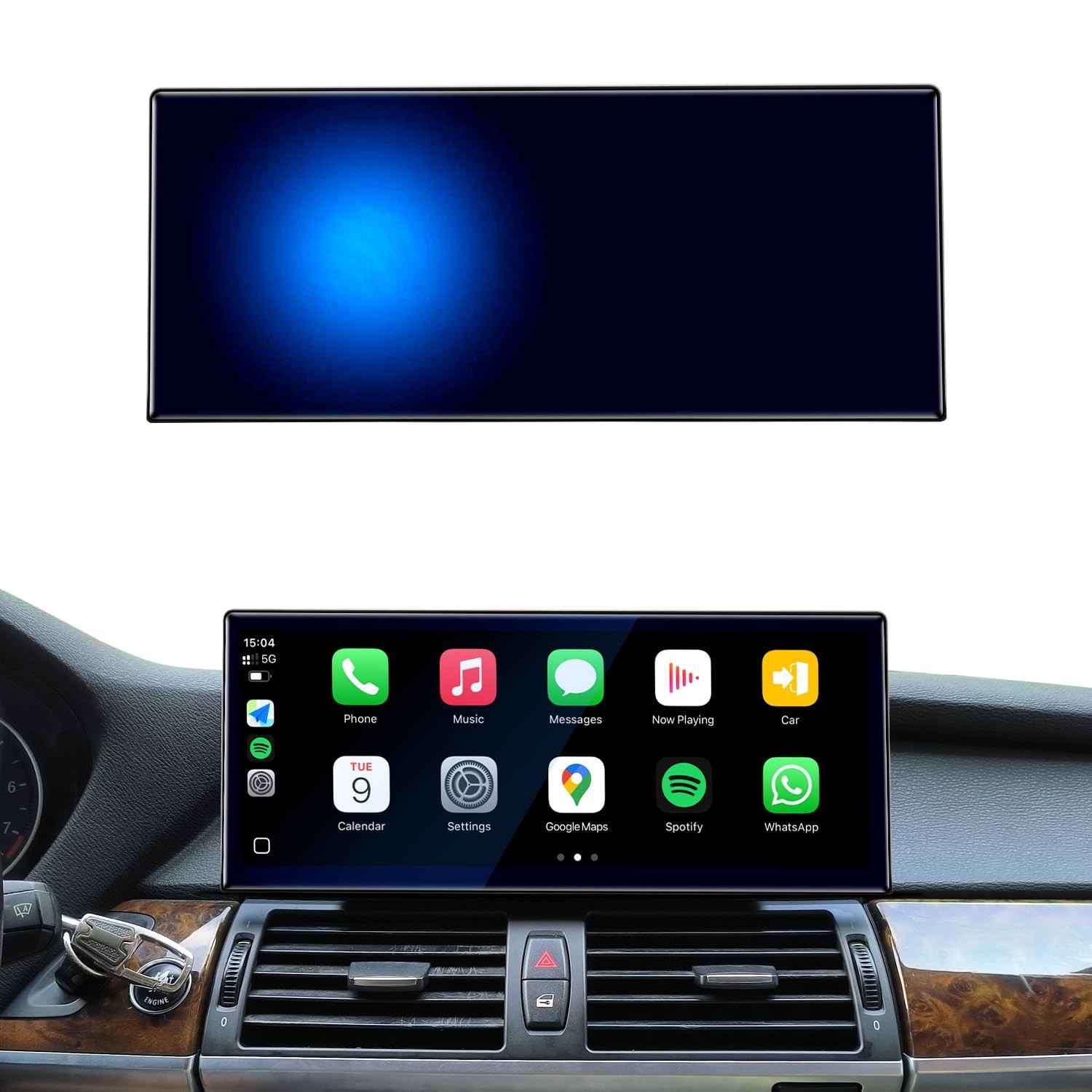 Tela Vertical HD 12.3" Azul Antirreflexo para BMW X5 E70 X6 E71 CIC: CarPlay, Android Auto e Mais!