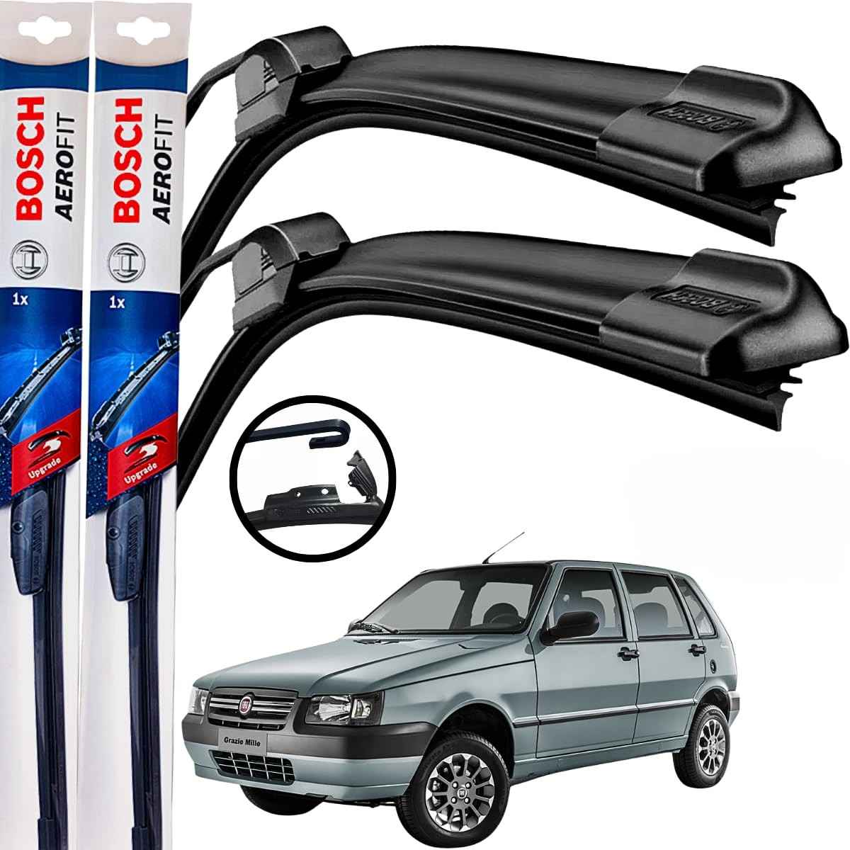 Palheta Limpador Parabrisa Bosch Aerofit Original Fiat Uno Mile (1984-2013) - Limpeza Uniforme e Visibilidade Superior