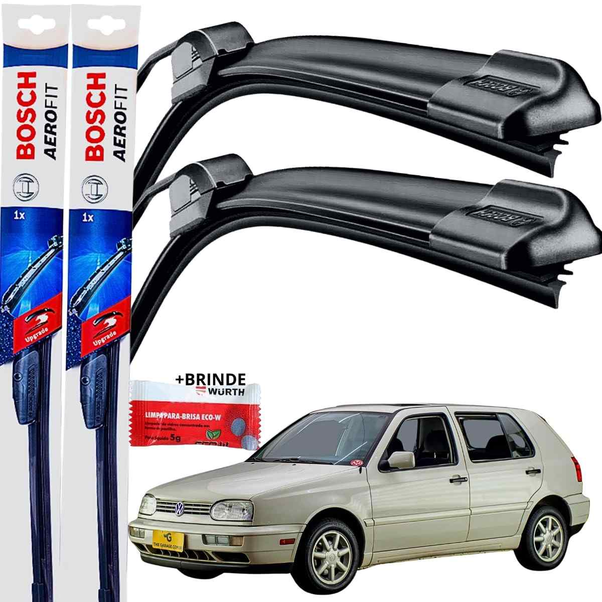 Par Palheta Limpador Parabrisa Bosch Aerofit Golf III (1991-1997) - Limpeza Superior e Visibilidade