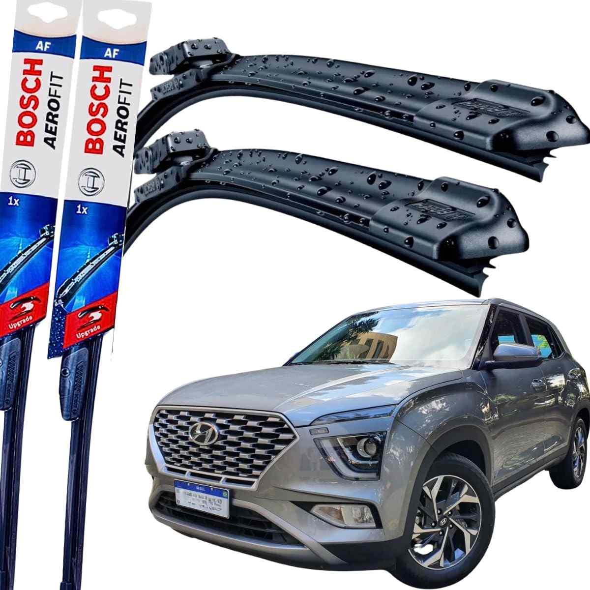Par de Palhetas Limpador Parabrisa Bosch Aerofit Silicone Hyundai Creta 2021-2024