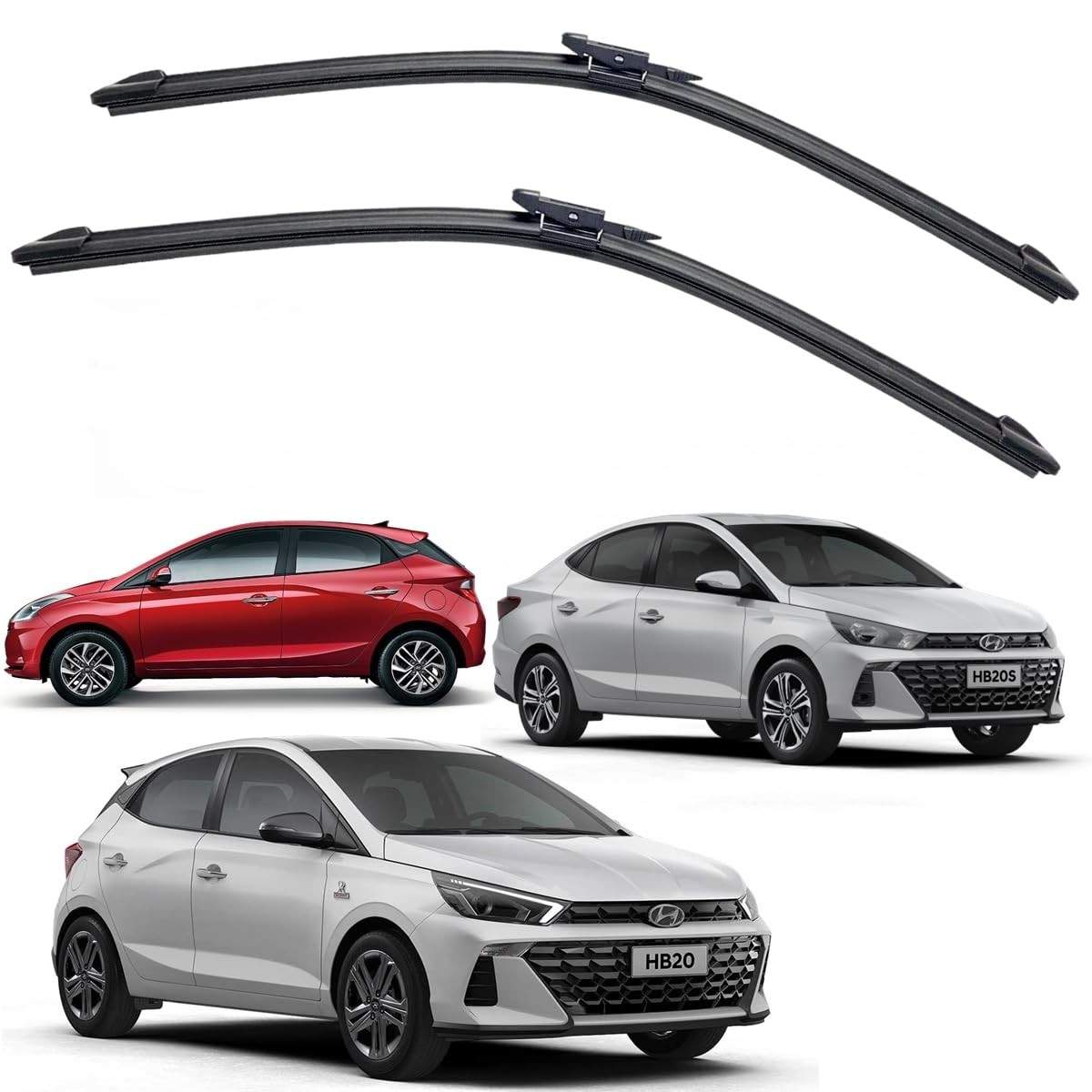 Par de Palhetas Limpador Parabrisa Hyundai HB20 2020-2024 - Visão Clara e Segura
