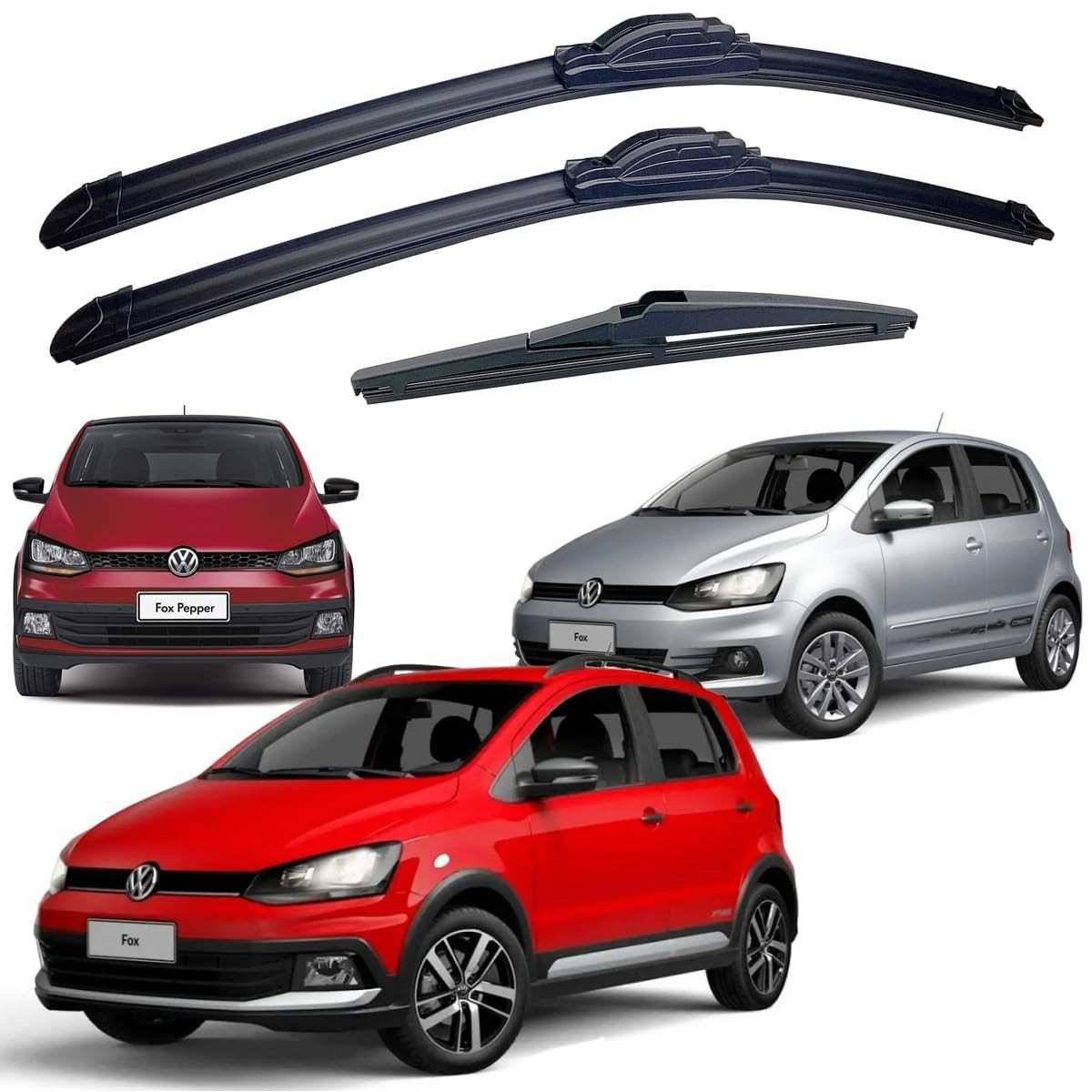 Kit Palhetas Limpador Parabrisa Fox 2003-2022 (Dianteiro e Traseiro) - Visibilidade Máxima!