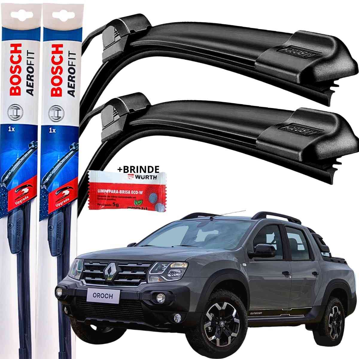 Par de Palhetas Limpador Parabrisa Bosch Aerofit Original Renault Oroch 2015-2024