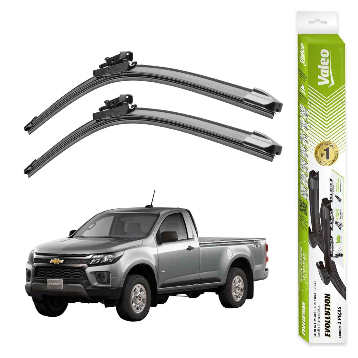 Par Palheta Limpador Parabrisa Original Valeo Evolution S10 (2019-2024) - Visão Clara e Segura