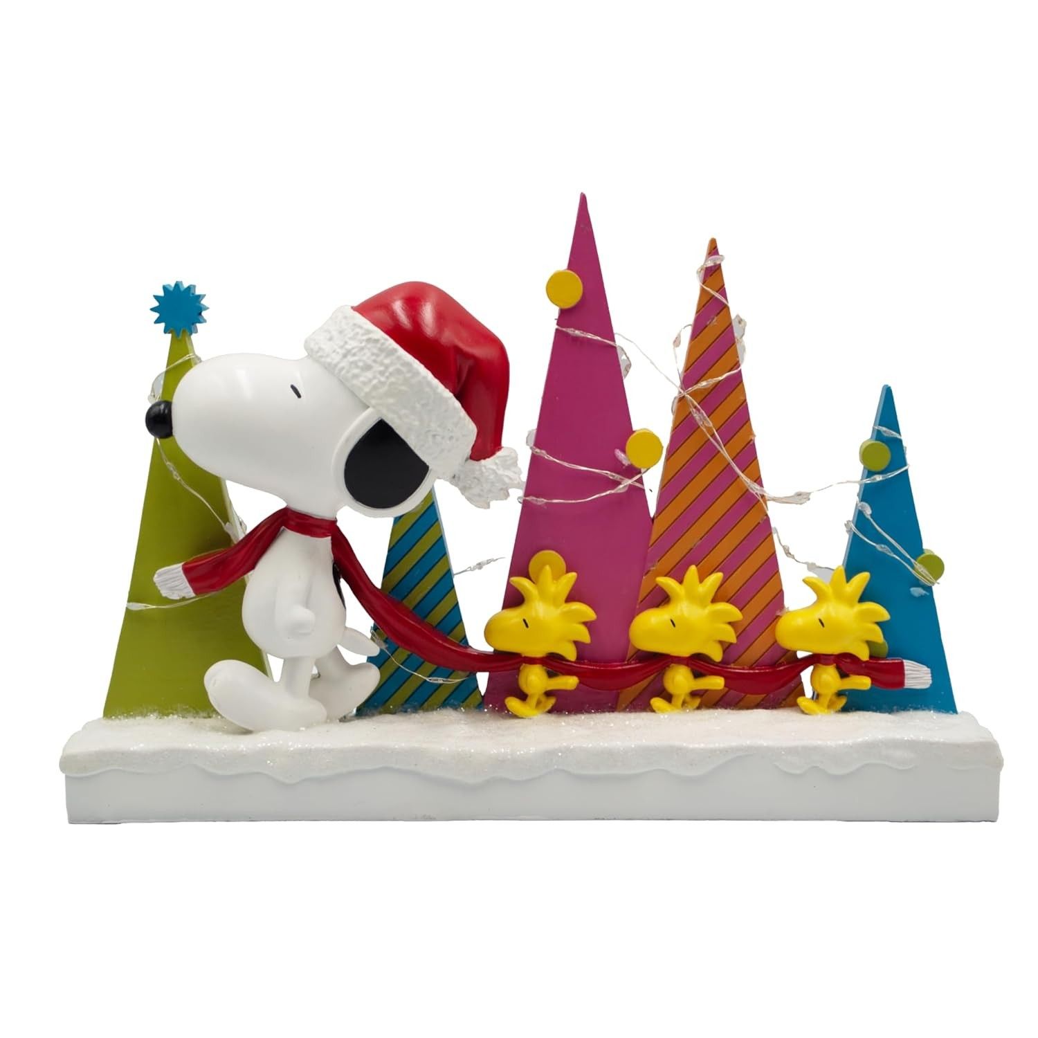 Estatueta LED Peanuts Holiday Tree Parade com Snoopy e Woodstock - 21,5 cm
