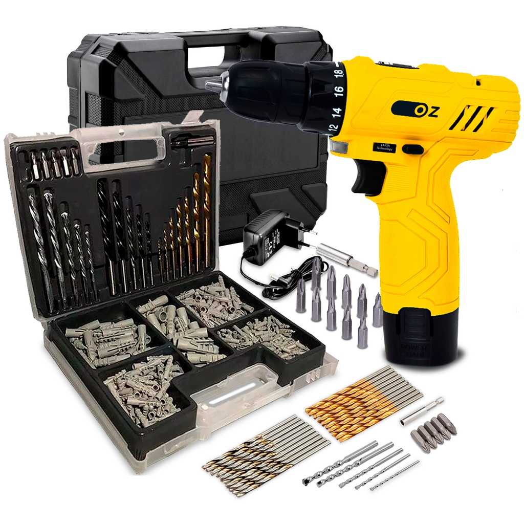 Parafusadeira Furadeira 12V: Kit Completo + 300 Peças