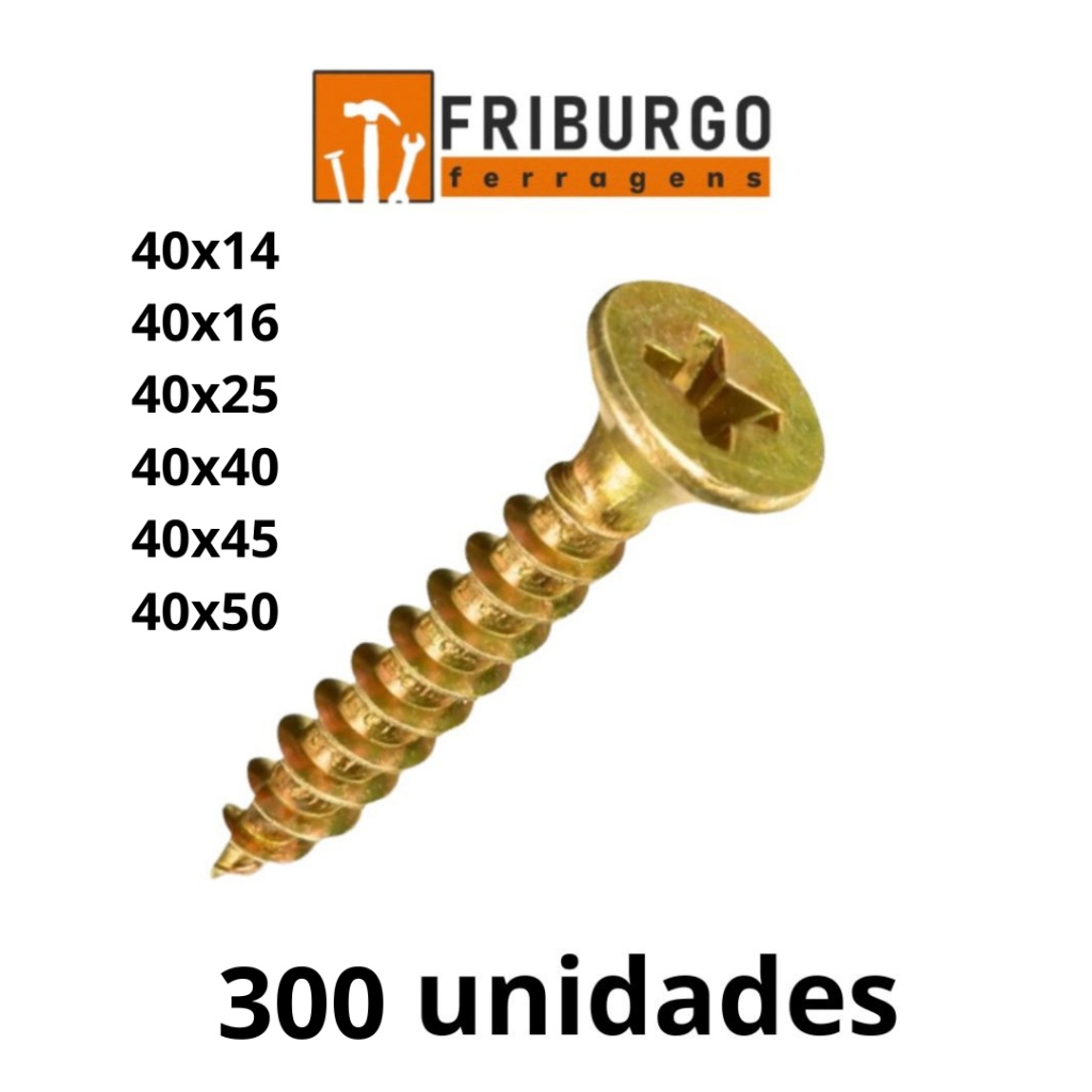 Parafuso Chipboard Cabeça Chata – Kit com 300 Unidades