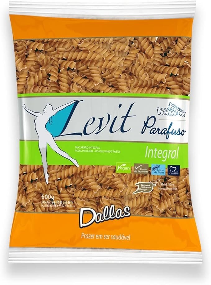 Levit Macarrão Massa Fusilli Parafuso Integral 500G