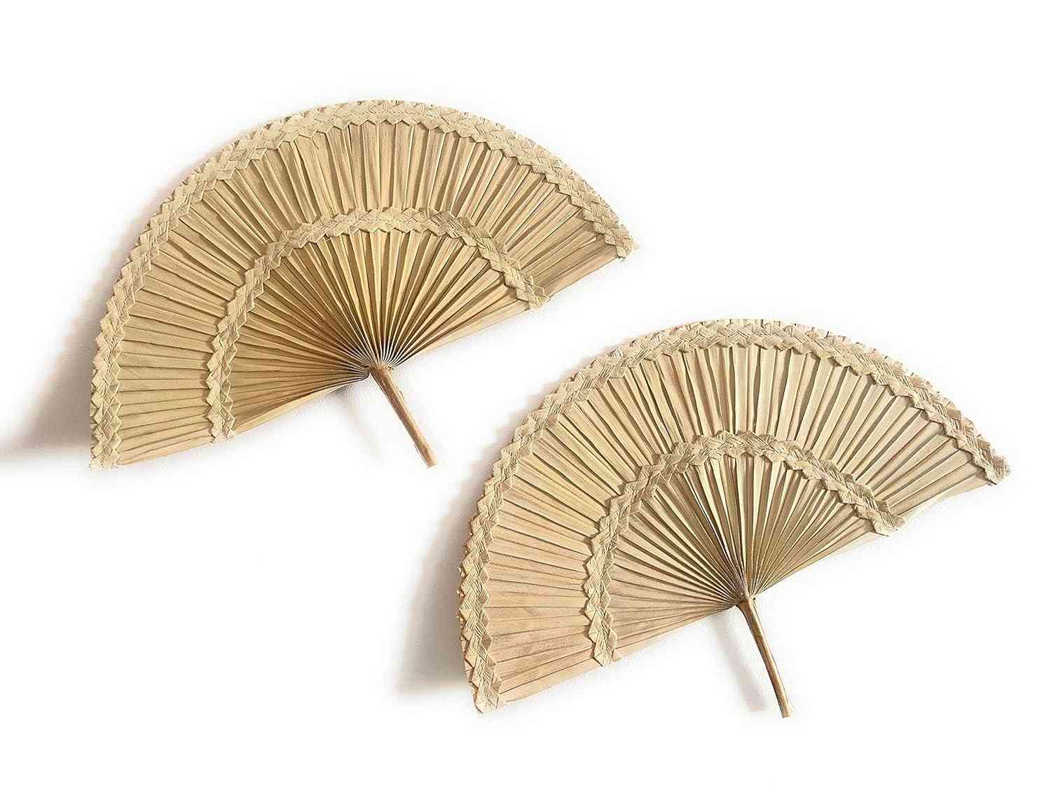 Leque Palha de Carnaúba - Kit 2 Peças para Decoração de Parede com Cestaria Natural
