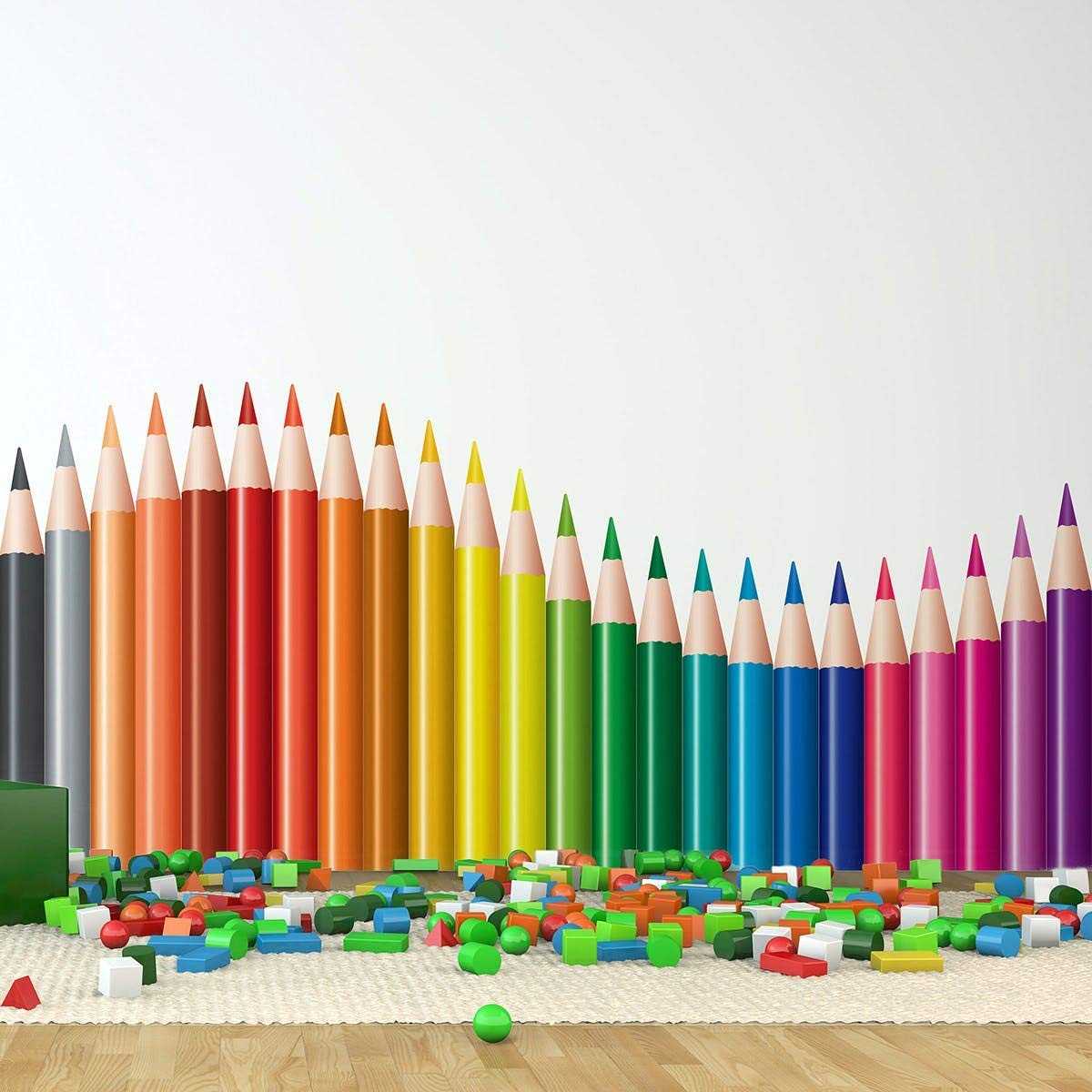 Adesivo de Parede Lápis de Cor Onda Colorida - Decore com Estilo e Criatividade