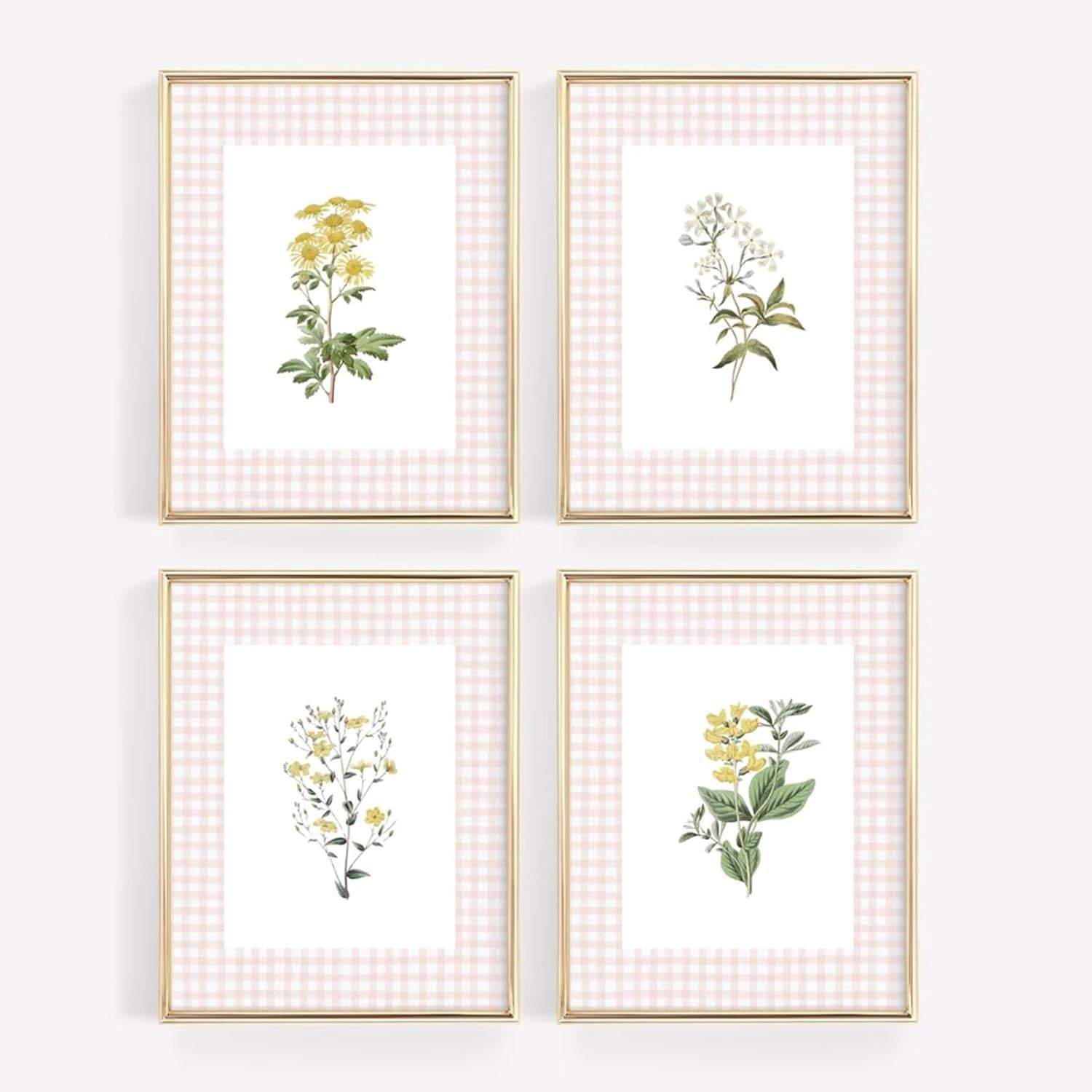 Arte de Parede Floral Vintage para Berçário - Tela Premium com Flores Silvestres para Decoração de Quarto Infantil