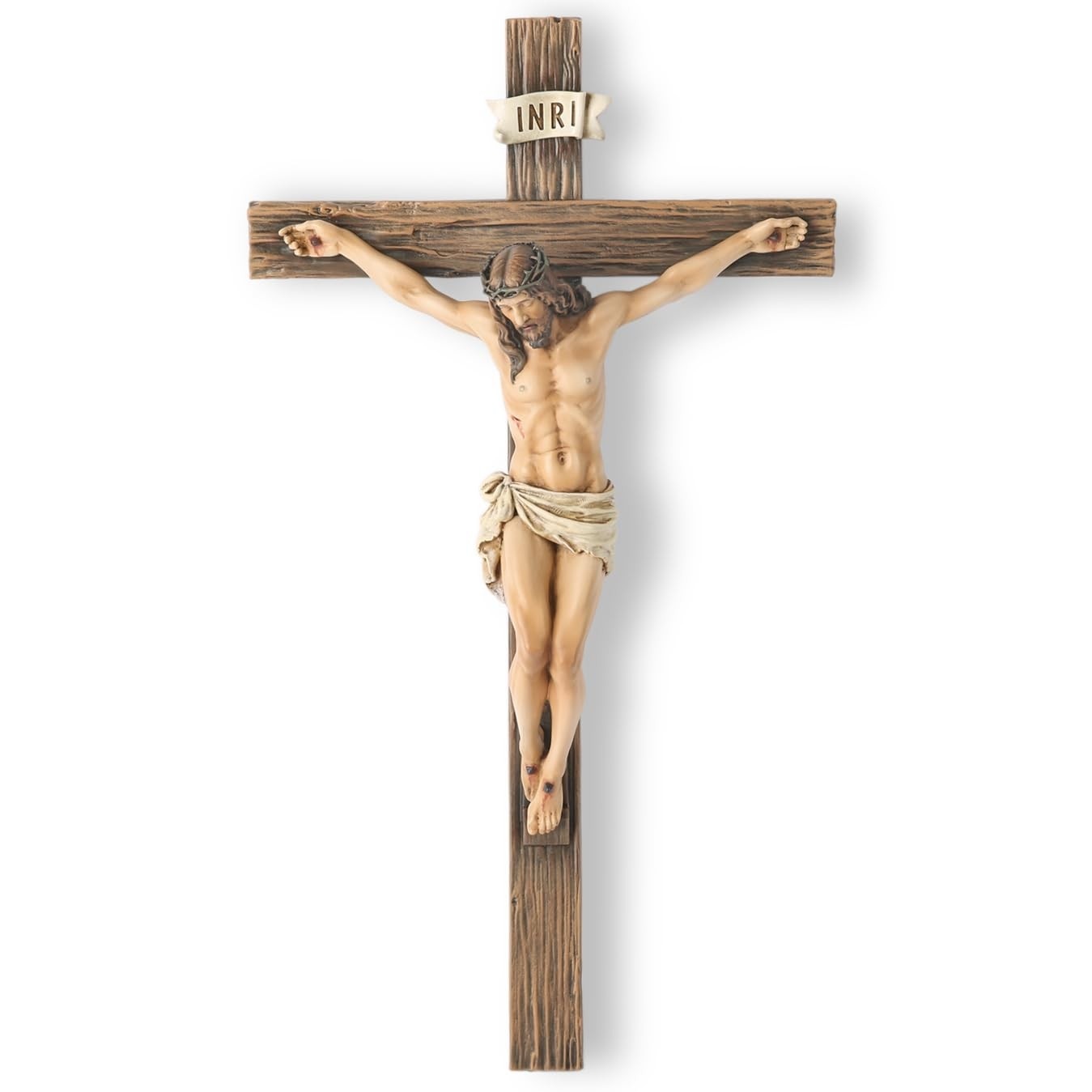 Cruz de Parede com Crucifixo Católico 35,5 cm - Escultura Renascentista Inspiradora por Buildclassic