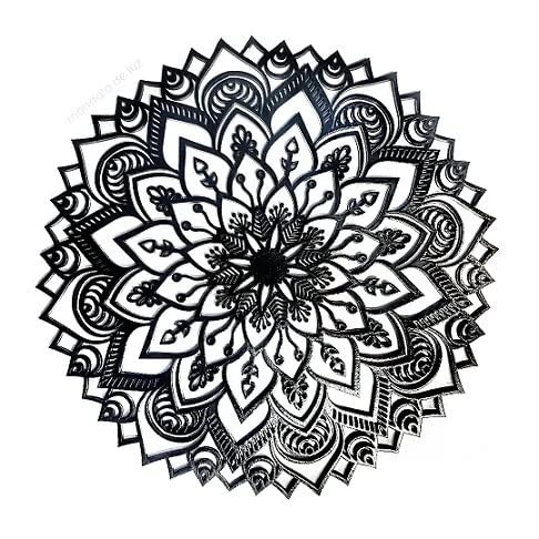 Mandala de MDF Preto 30cm para Decoração de Parede ou Porta - Estilo Moderno