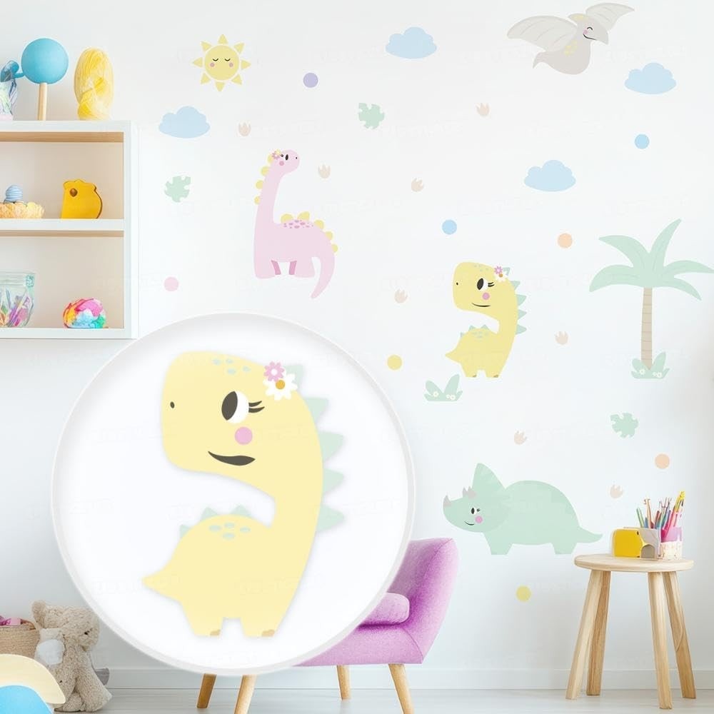 Adesivo de Parede Dinossauro Infantil Lavável - Seguro e Criativo para Decoração do Quarto