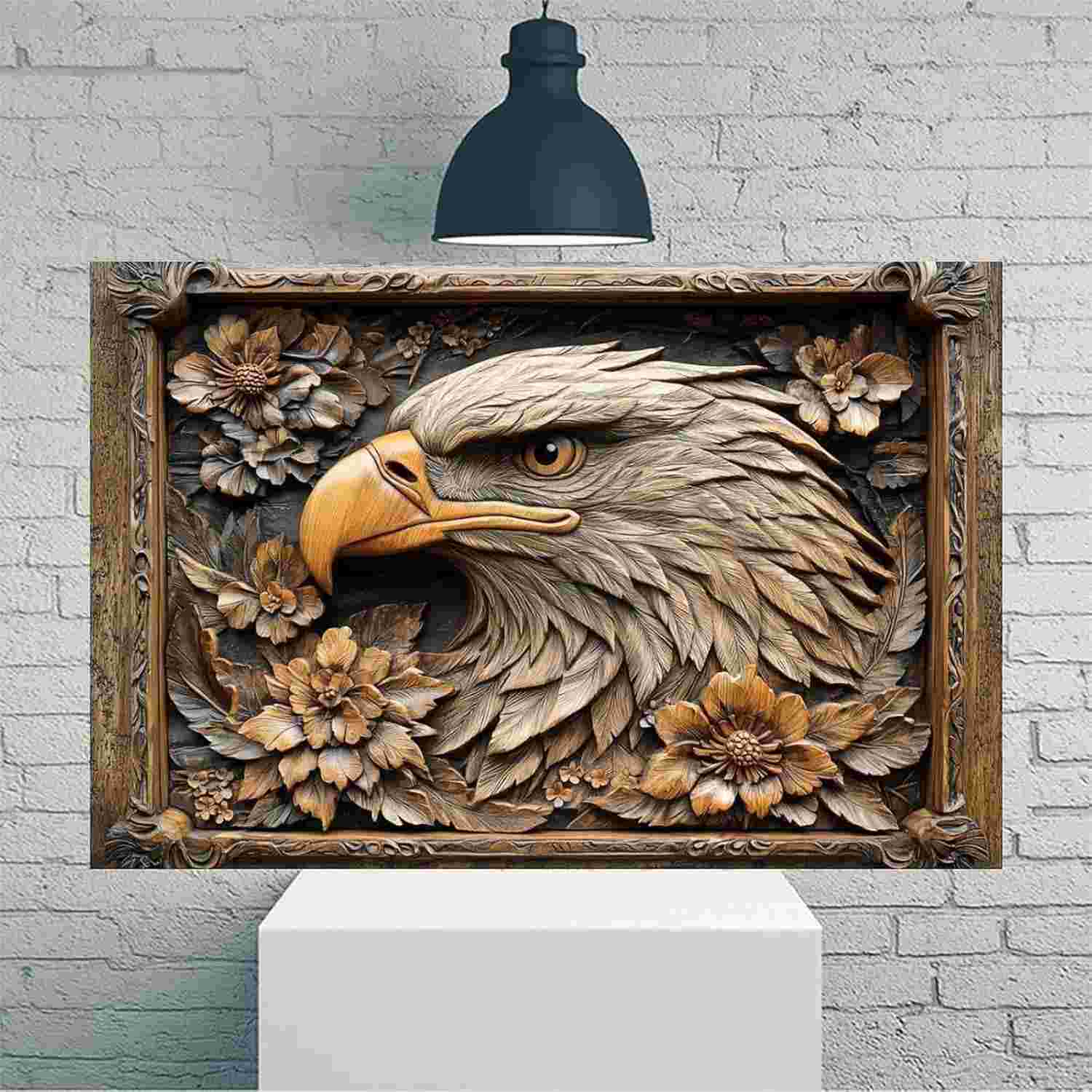 Arte de Parede Vintage Eagle Faith 30x45cm - Tela Rústica para Decoração Moderna