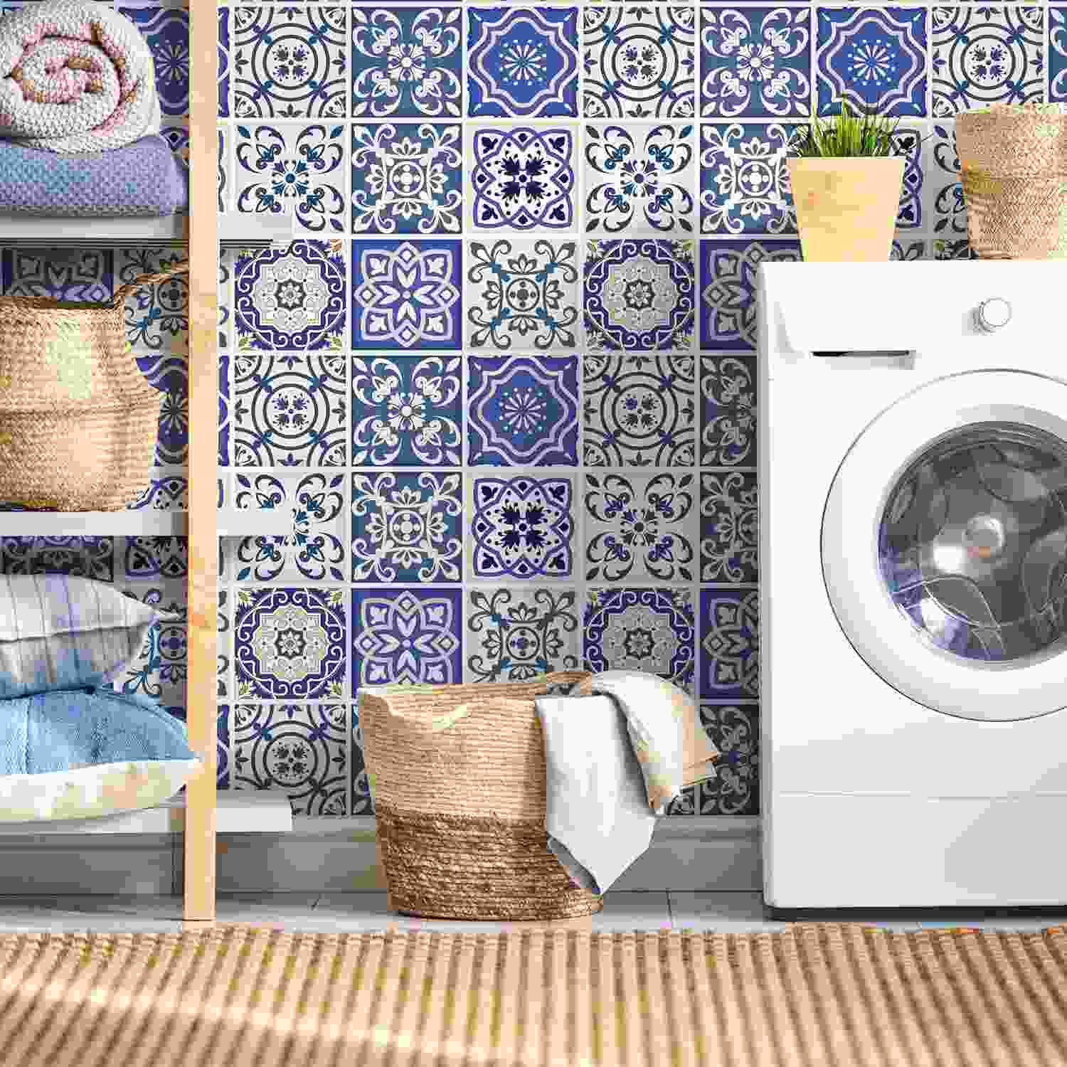 Adesivo de Azulejo Português Royal 10x10 cm | 50 Unidades | Transforme Sua Parede com Estilo Tradicional