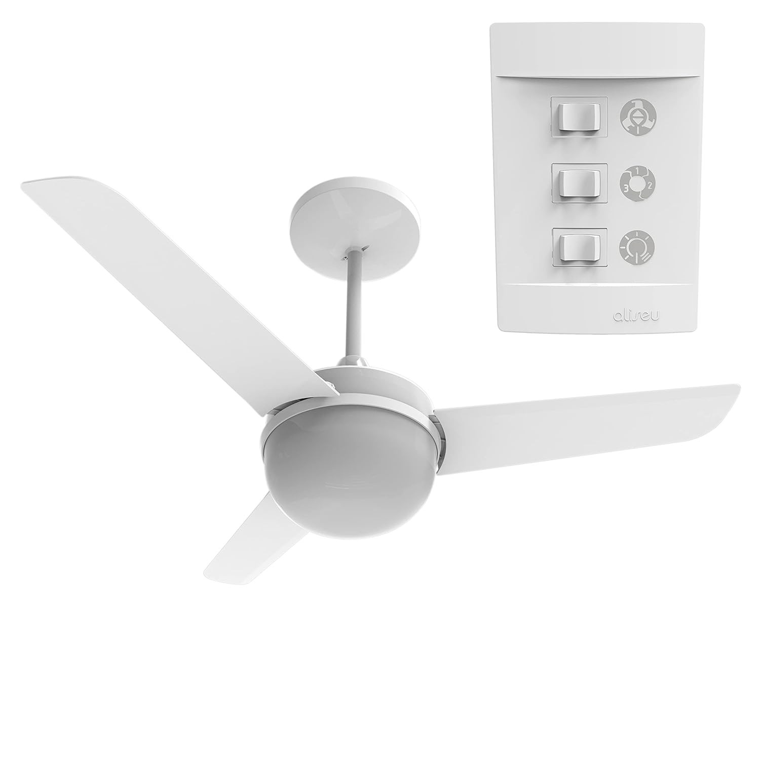 Ventilador de Teto Aliseu Alisclean 90cm com Controle de Parede - Moderno e Silencioso